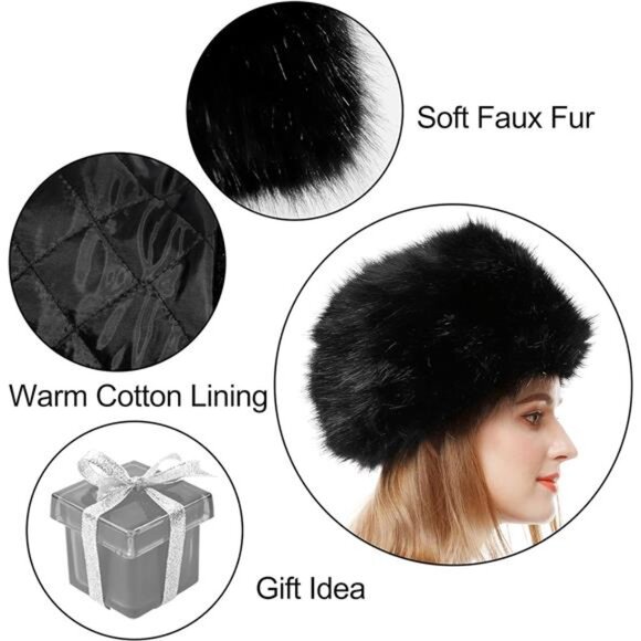 Lovful Winter Women Faux Fur Russian Cossack Style Hat Winter Wrap Hat - Picture 6 of 7